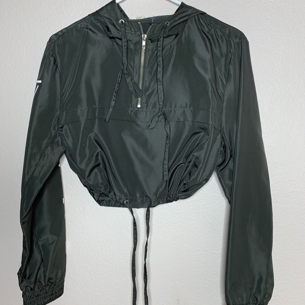 Army green cropped sweater